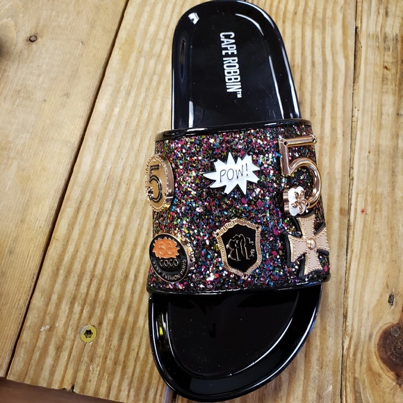 Shoes - Black glitter slide size 6 Shoes - Black glitter slide size 6